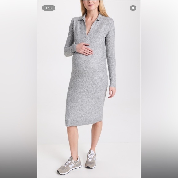 hatch maternity the polo knit wool blend long sleeve midi dress - Picture 1 of 9